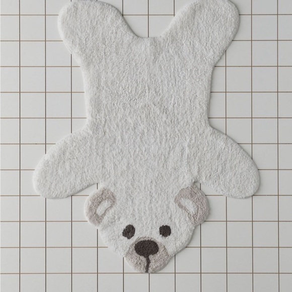 Urban Outfitters Teddy Bear Tufted Bath Mat Throw Rug Washable Cotton India - Picture 1 of 11
